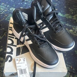 Adidas Men's Black and White High-Top Sneakers